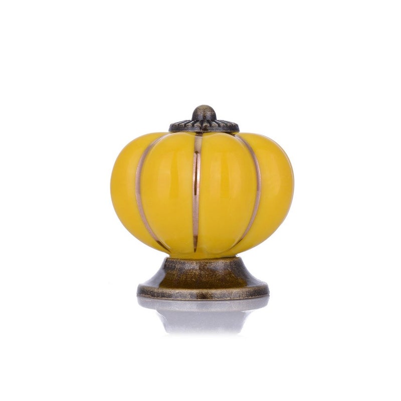 Wolfteeth 1-1/2 inch Multi-Color Ceramic Pumpkin Knobs - 6pc Set for Cabinets, Drawers & Dressers - Image 2